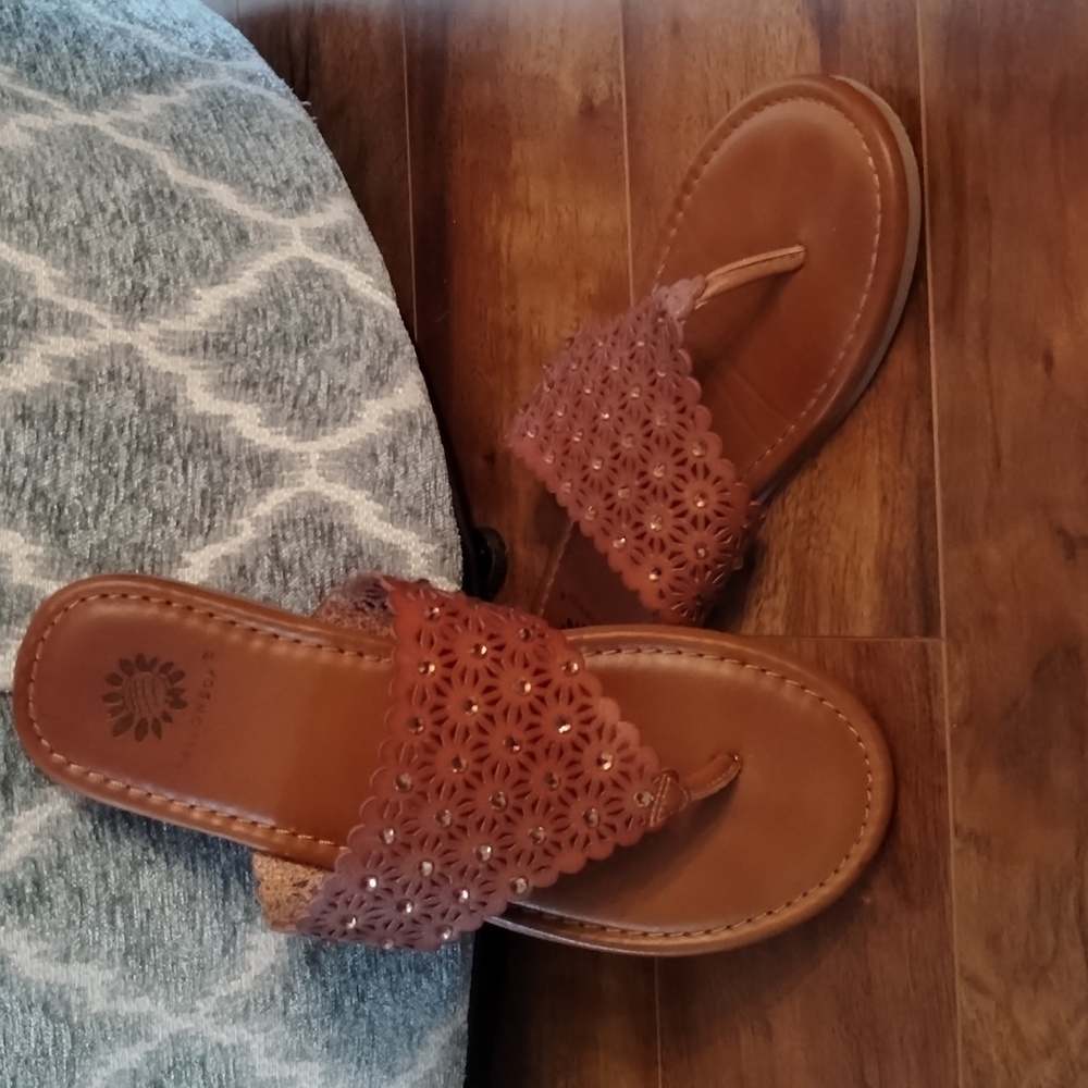 Yellowbox Brown jeweled Flip-flop